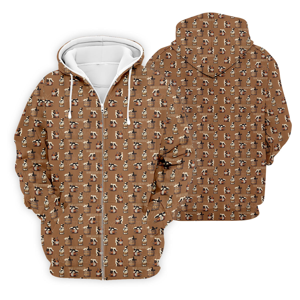 Brown Funny Whiskey Pattern Golf Polo Shirt, Mens Polo Shirts, Golf Shirts For Men