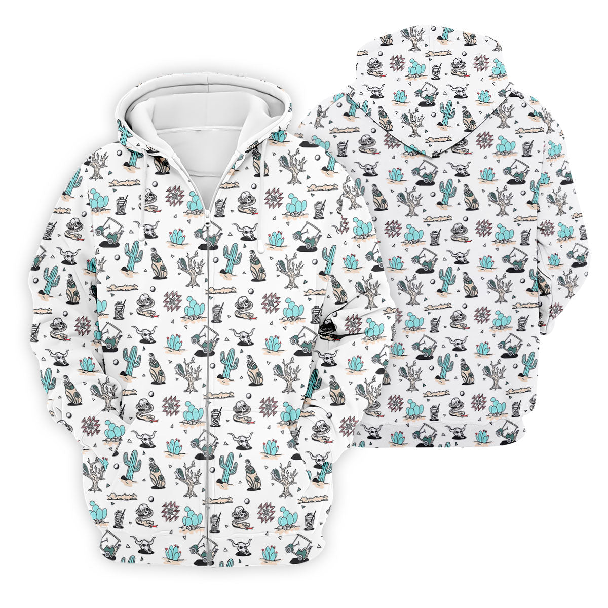 White Desert Golf Pattern Golf Polo Shirt, Golf Polo Shirts For Men, Hawaiian Golf Shirt