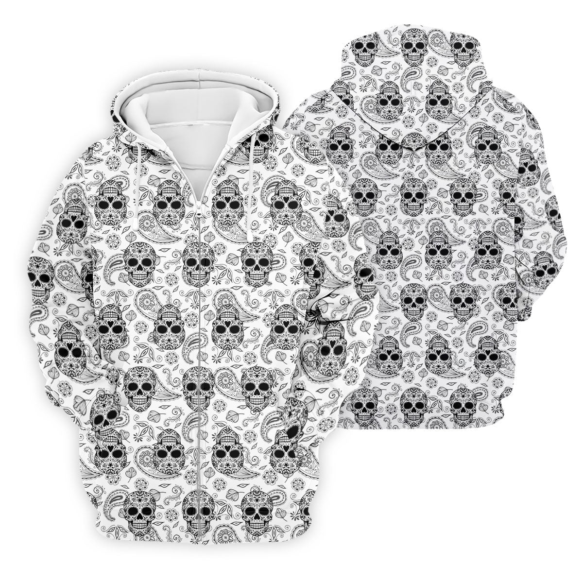 Sugar Skull Paisley Pattern Golf Polo Shirt, Hawaiian Golf Shirt, Golf Polo Shirts For Men
