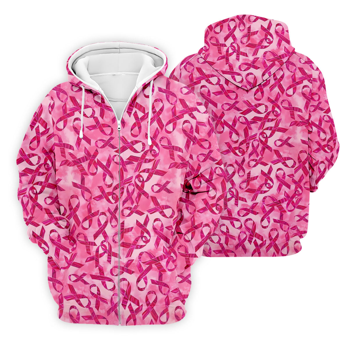 Pink Ribbon Breast Cancer Pattern Polo Shirt, Hawaiian Golf Shirt, Golf Shirts For Men