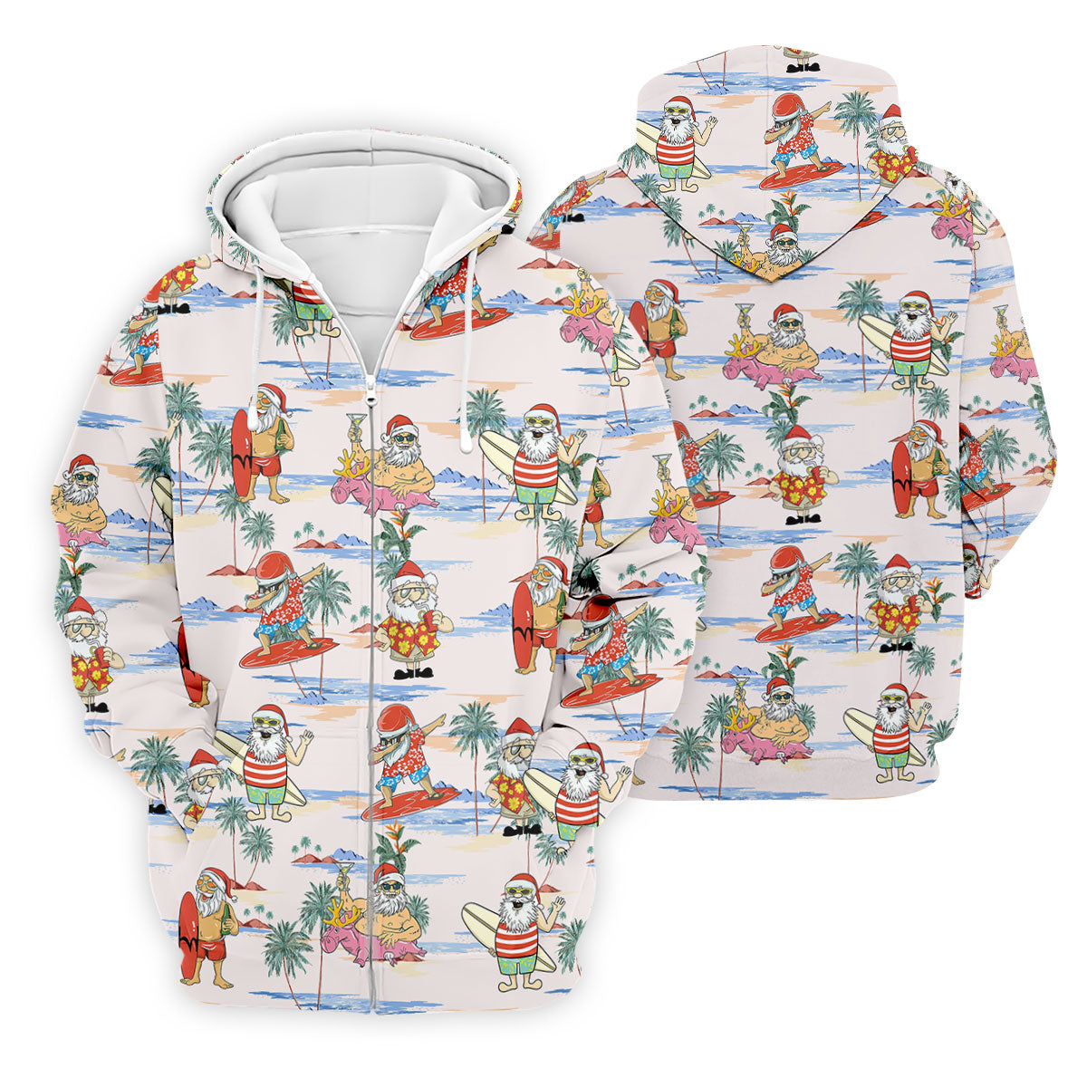 Funny Tropical Santa Christmas Golf Shirt, Men's Golf Shirt, Hawaiian Golf Shirt, Printed Golf Shirts