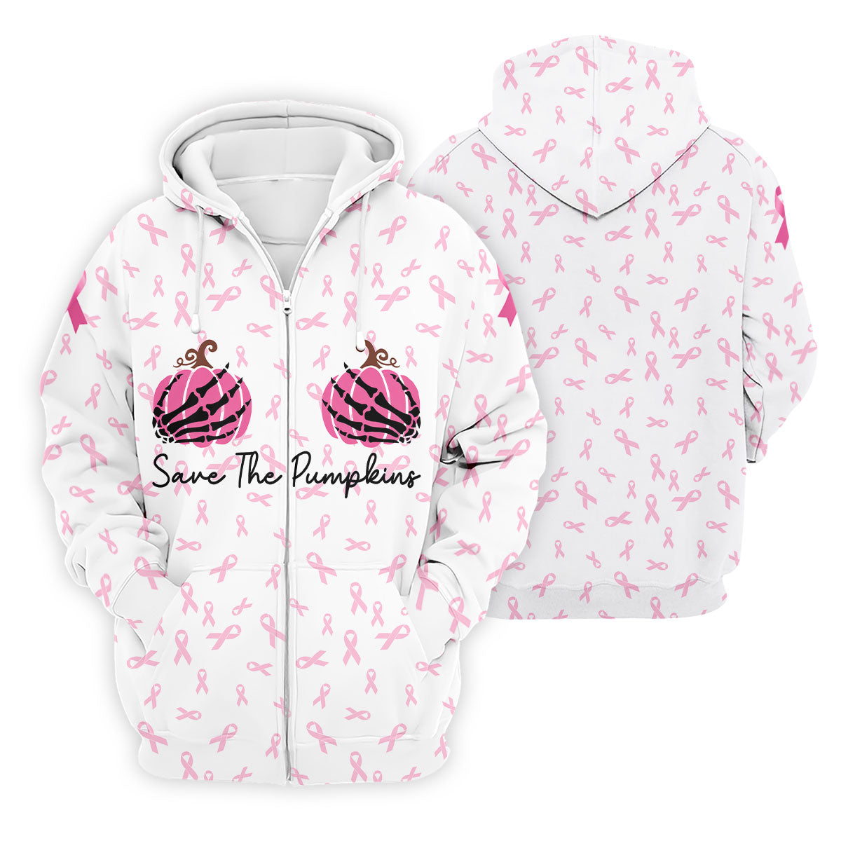 Save The Pumpkins Breast Cancer Ribbon Polo Shirt, Mens Golf Polo, Golf Apparel For Men