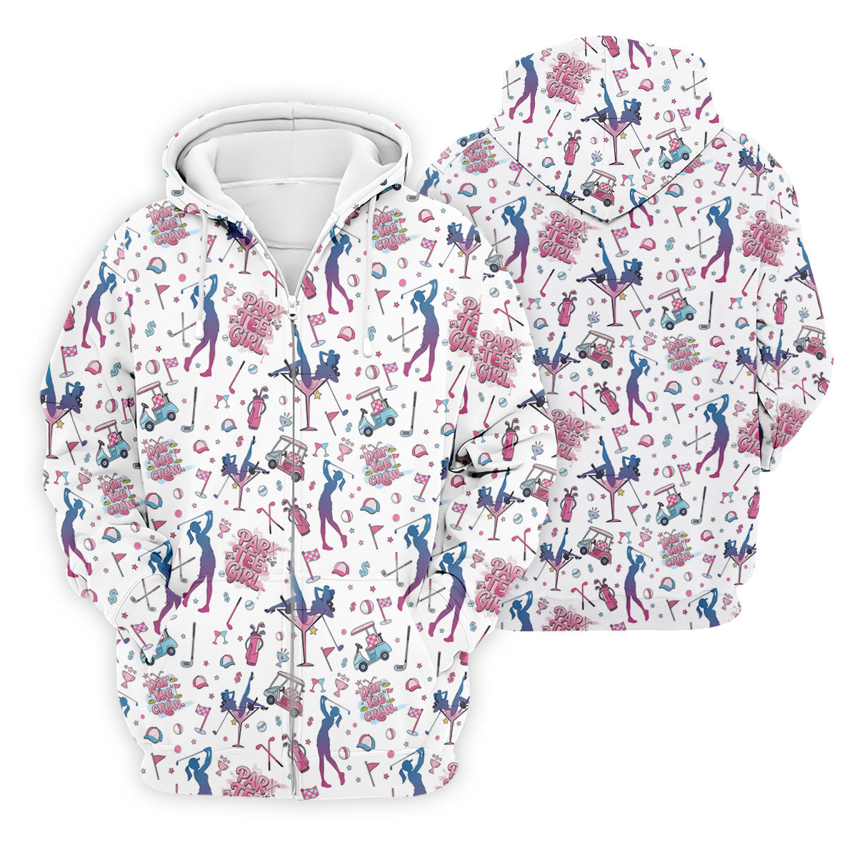 Funny Par Tee Girl Golfer Pattern Golf Polo Shirt, Polo Shirts For Men, Mens Golf Apparel
