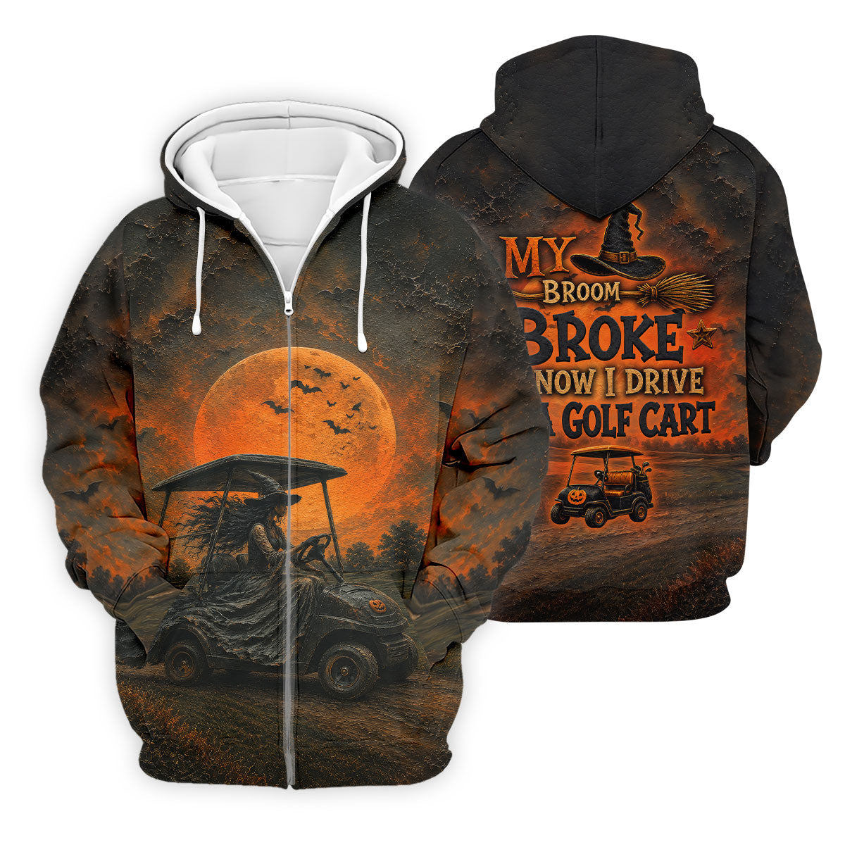 My Broom Broke So Now I Drive A Golf Cart Halloween Shirt, Golf Apparel For Men, Printed Golf Shirts