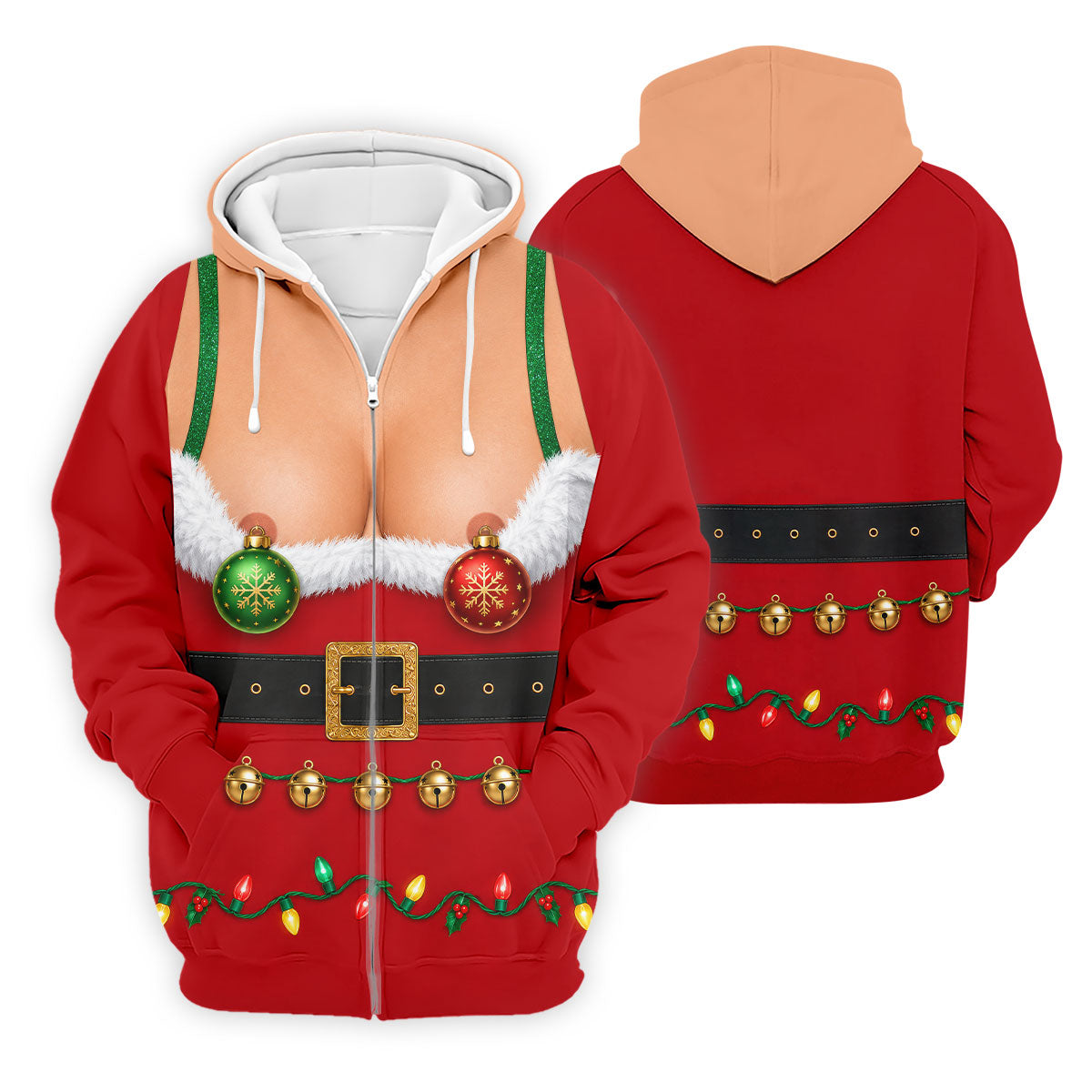 Funny Christmas Ornament Bra Golf Polo Shirt, Christmas Golf Shirt, Mens Golf Shirts