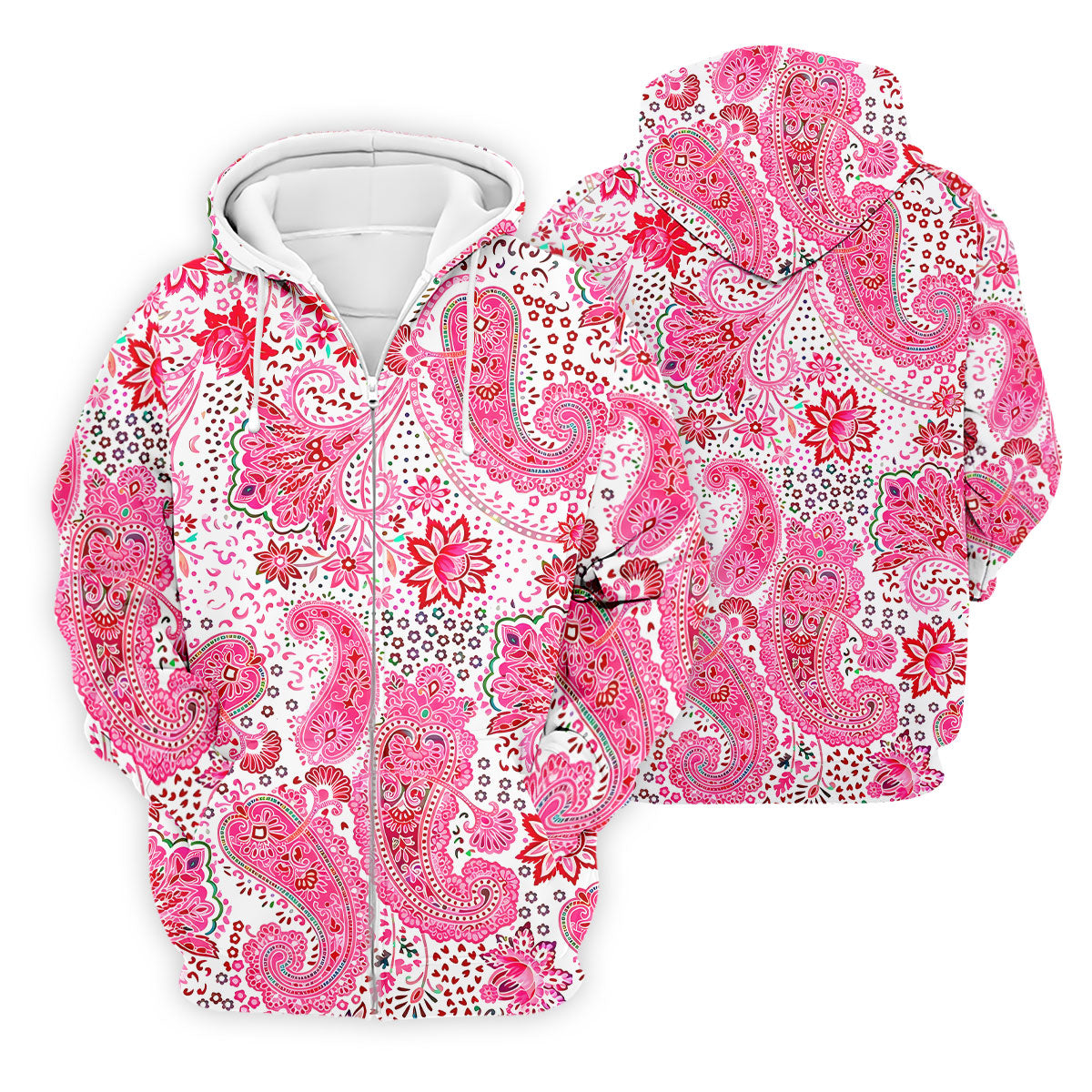 Pink Paisley Floral Pattern Golf Shirt, Mens Golf Shirts, Hawaiian Golf Shirt, Golf Apparel For Men