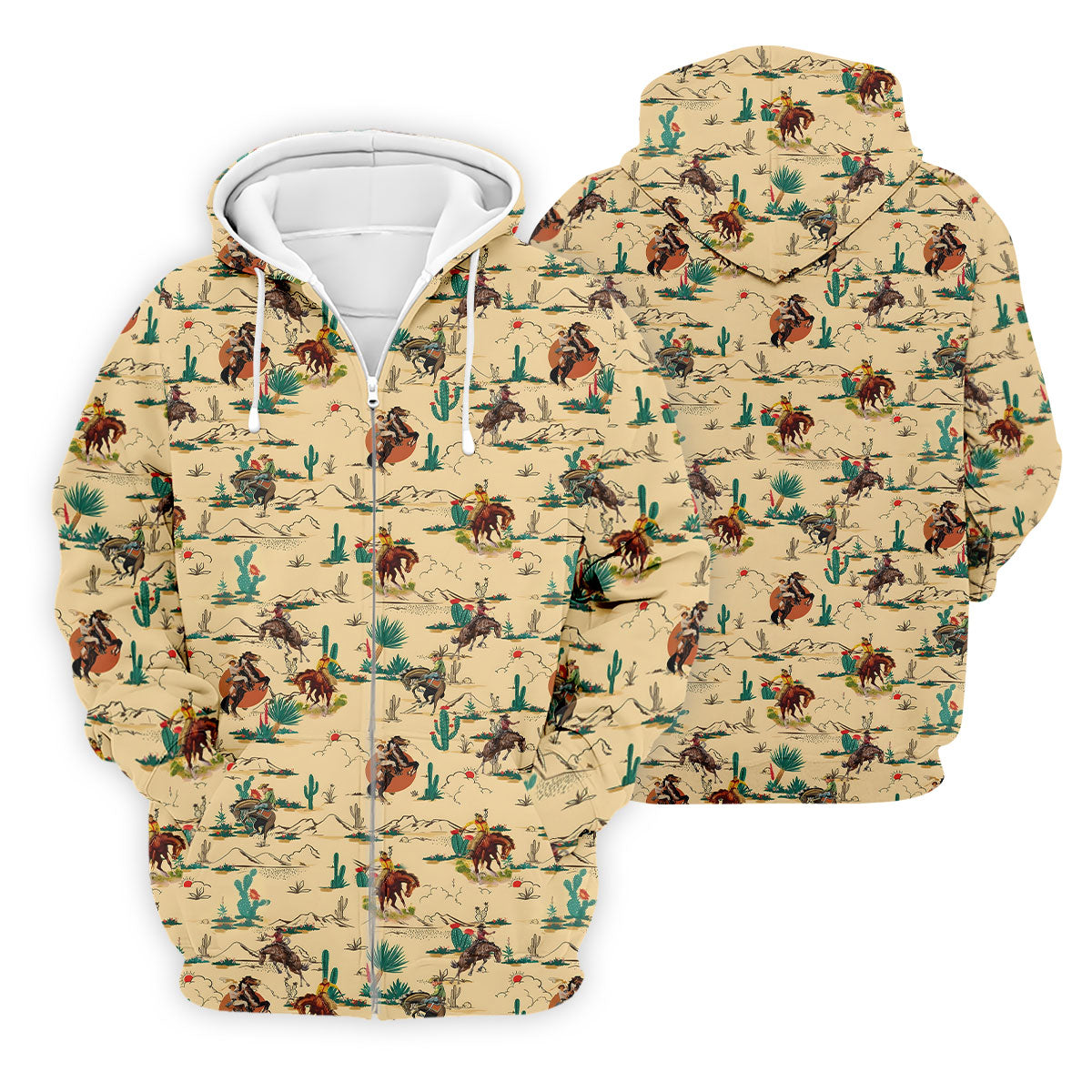 Vintage Cowboy Rodeo Desert Pattern Hawaiian Golf Shirt, Mens Golf Polo, Printed Golf Shirts