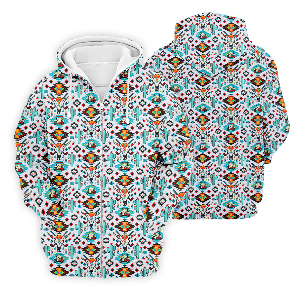 Southwestern Golf Pattern Polo Shirt, Golf Polo Shirts For Men, Mens Golf Apparel