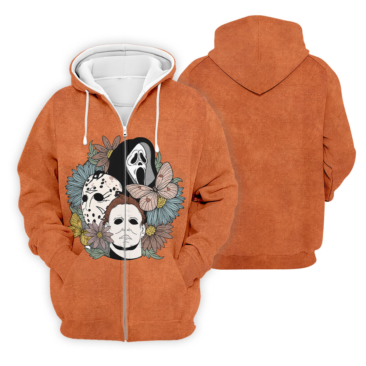 Floral Horror Mask Trio Halloween Golf Polo Shirt, Men's Golf Shirt, Mens Golf Apparel