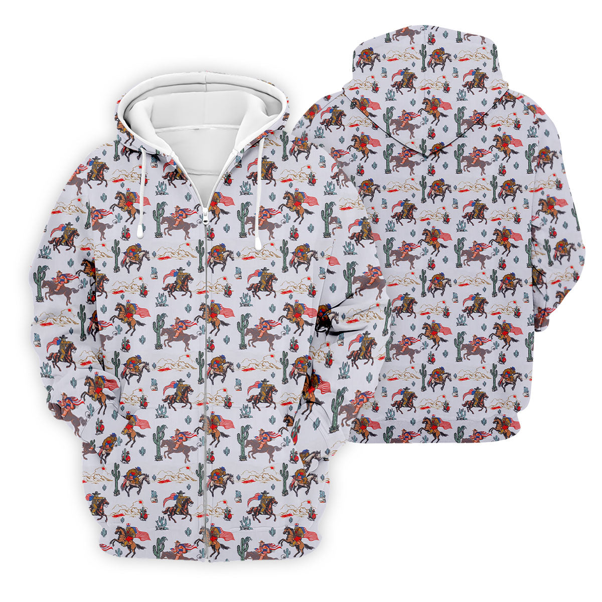 Patriotic Cowboy Horse Pattern Golf Polo Shirt, Men's Golf Polo, Hawaiian Golf Shirt