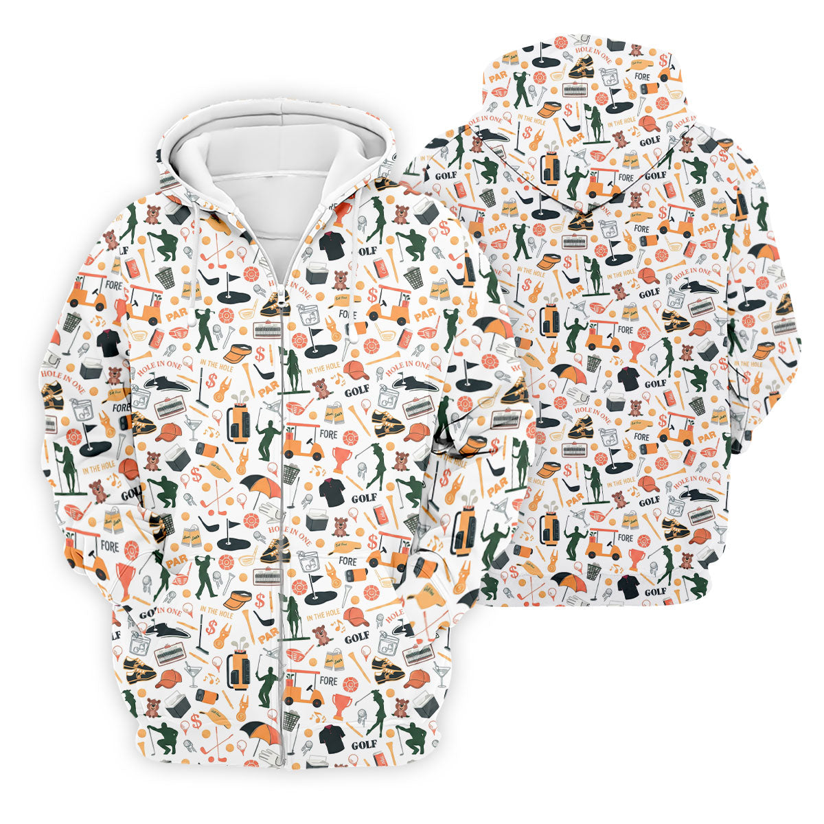 Golf Equipment Cart Ball Pattern Polo Shirt, Mens Golf Polo, Printed Golf Shirts