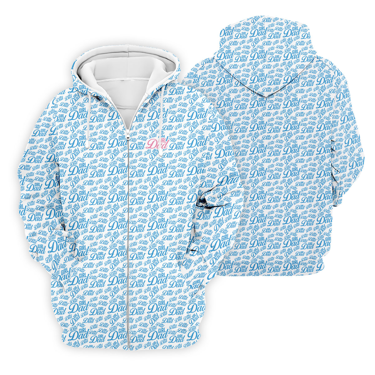 Blue Girl Dad All Over Print Golf Polo Shirt, Printed Golf Shirts, Golf Apparel For Men