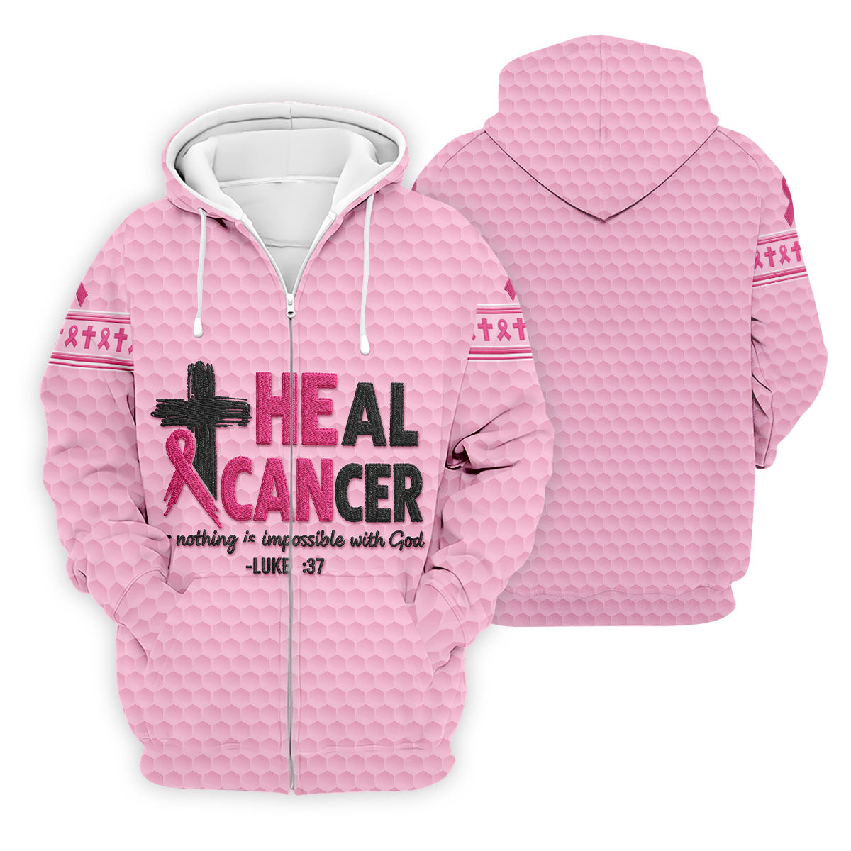 Heal Cancer Faith Pink Breast Cancer Awareness Shirt, Mens Golf Polo, Golf Shirts For Men