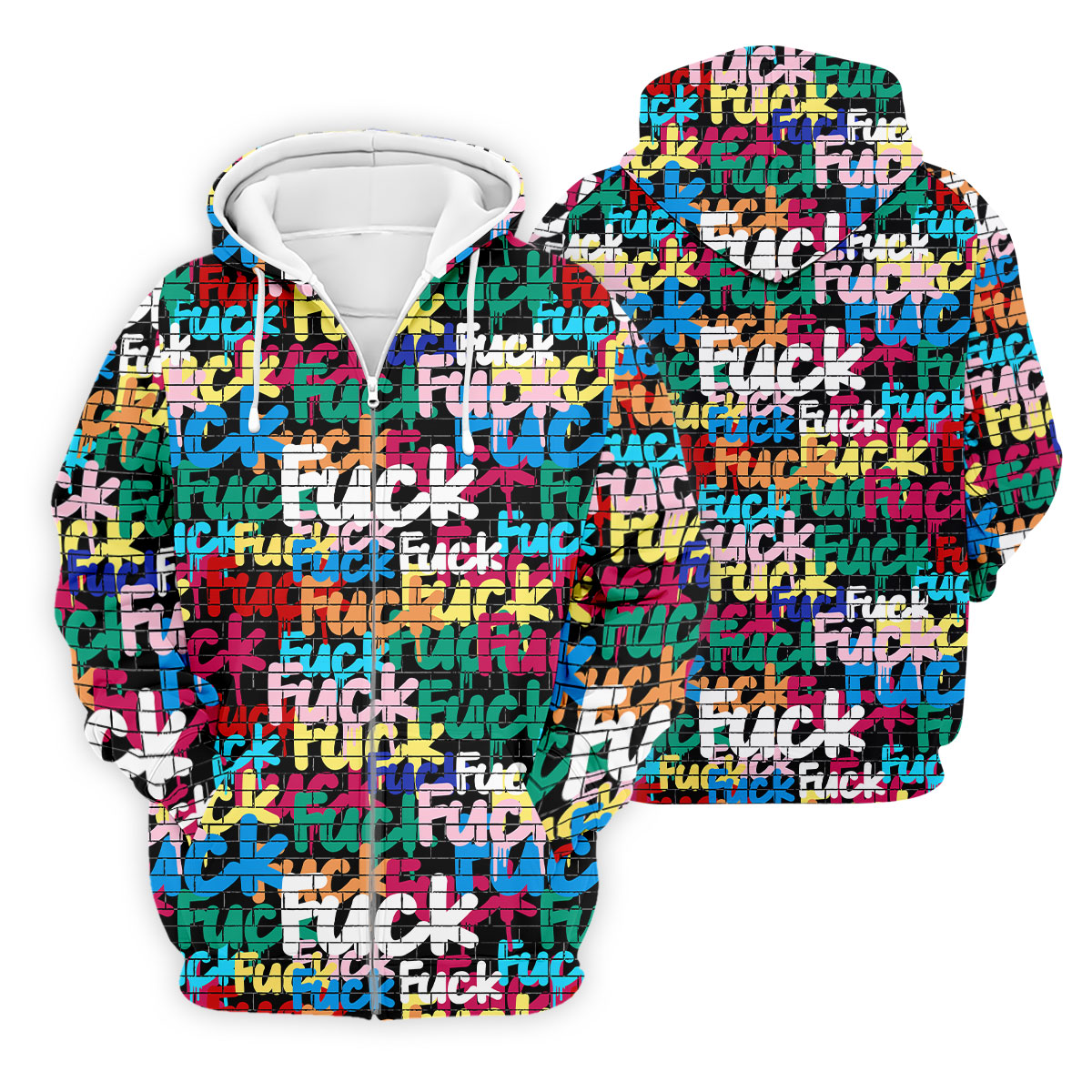 Bold Colorful Fuck Graffiti Typography Golf Shirt, Men's Golf Shirt, Golf Apparel For Men