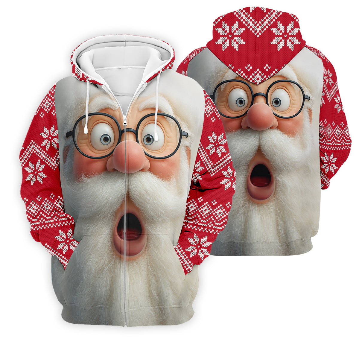 Surprised Funny Santa Claus Face Men's Golf Polo Shirts, Christmas Golf Shirt, Golf Gift For Men