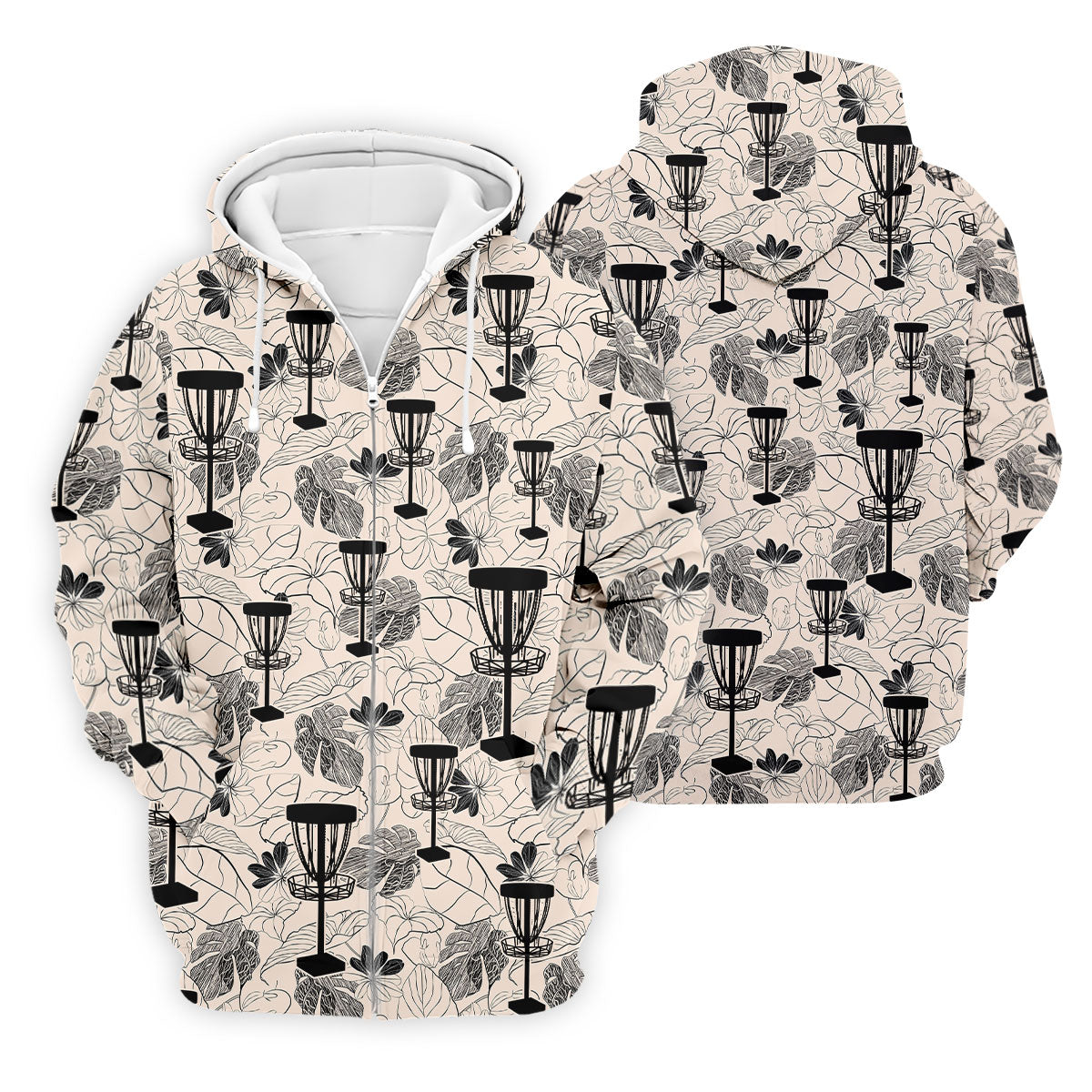 Minimalist Botanical Disc Golf Polo Shirt, Mens Golf Polo, Golf Shirts For Men