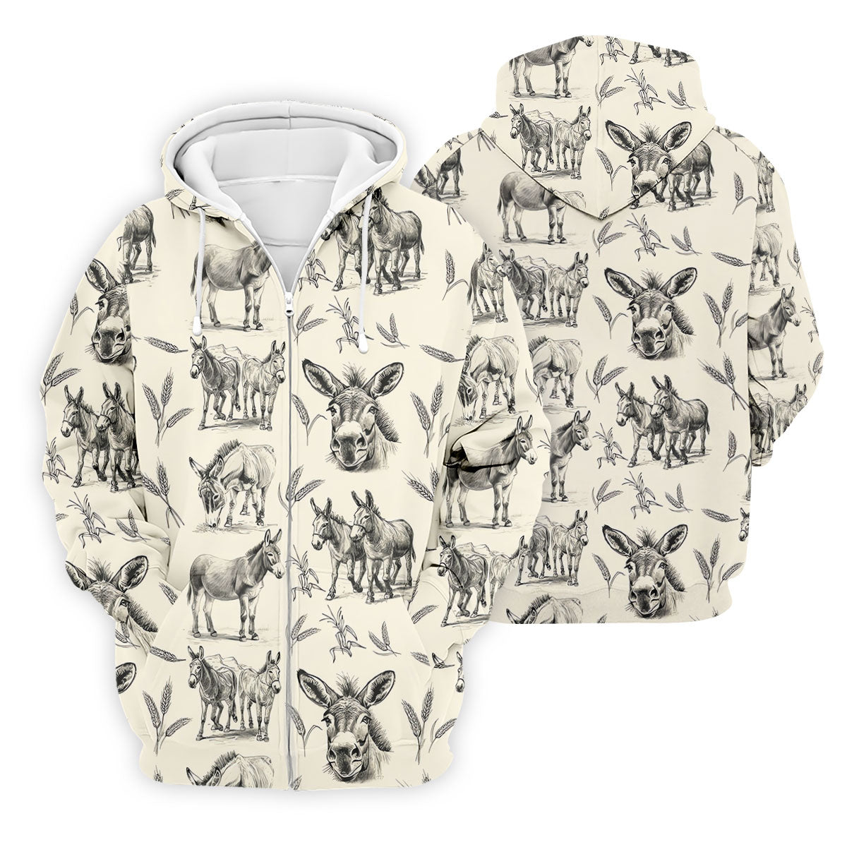 Vintage Donkey Sketch Pattern Hawaiian Golf Polo Shirt, Hawaiian Golf Shirt, Golf Shirts For Men