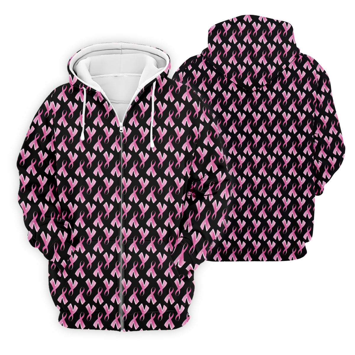 Pink Ribbon Pattern Breast Cancer Polo Shirt, Men's Golf Shirt, Mens Golf Apparel