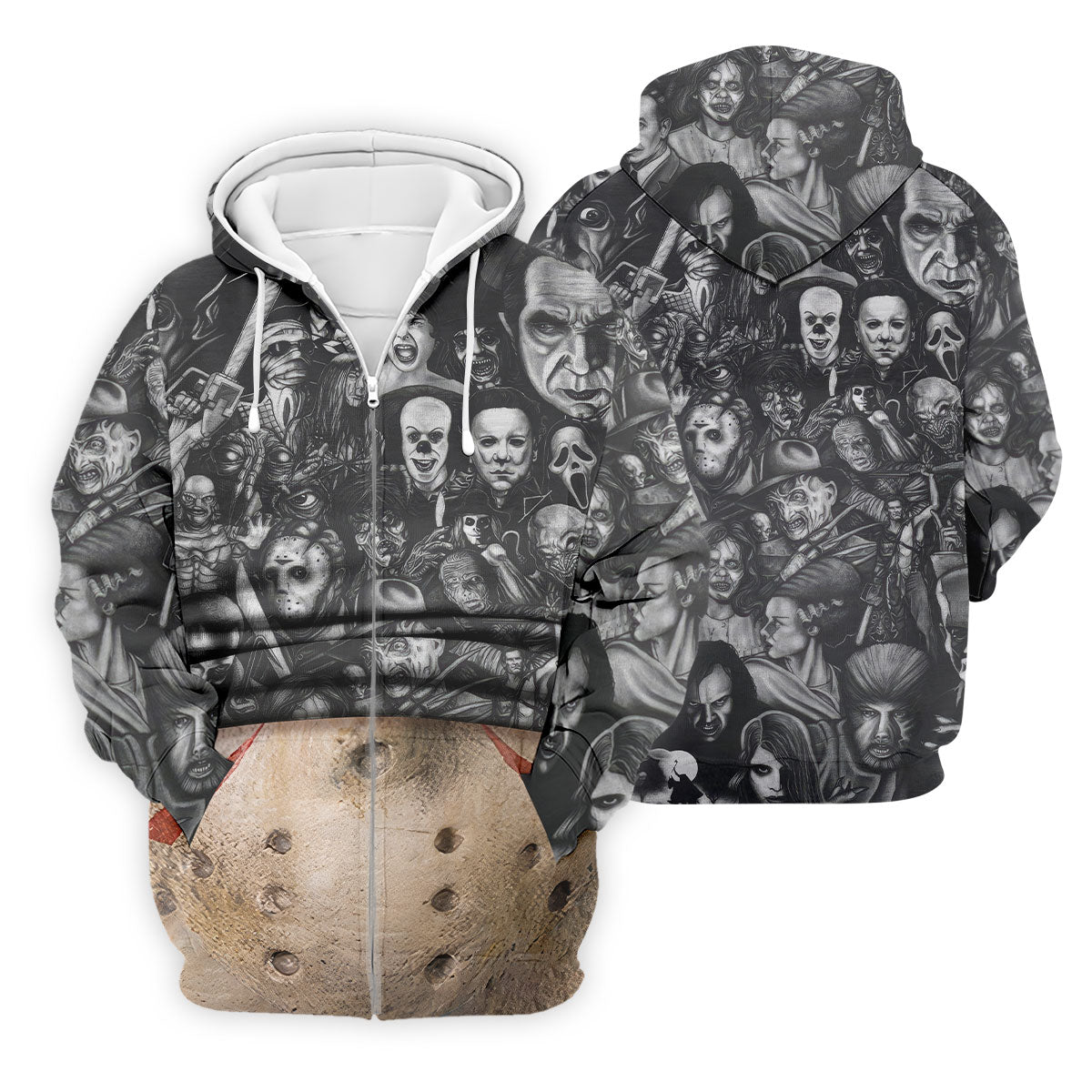 Hockey Mask Horror Character Halloween Polo Shirt, Golf Shirts For Men, Printed Golf Shirts