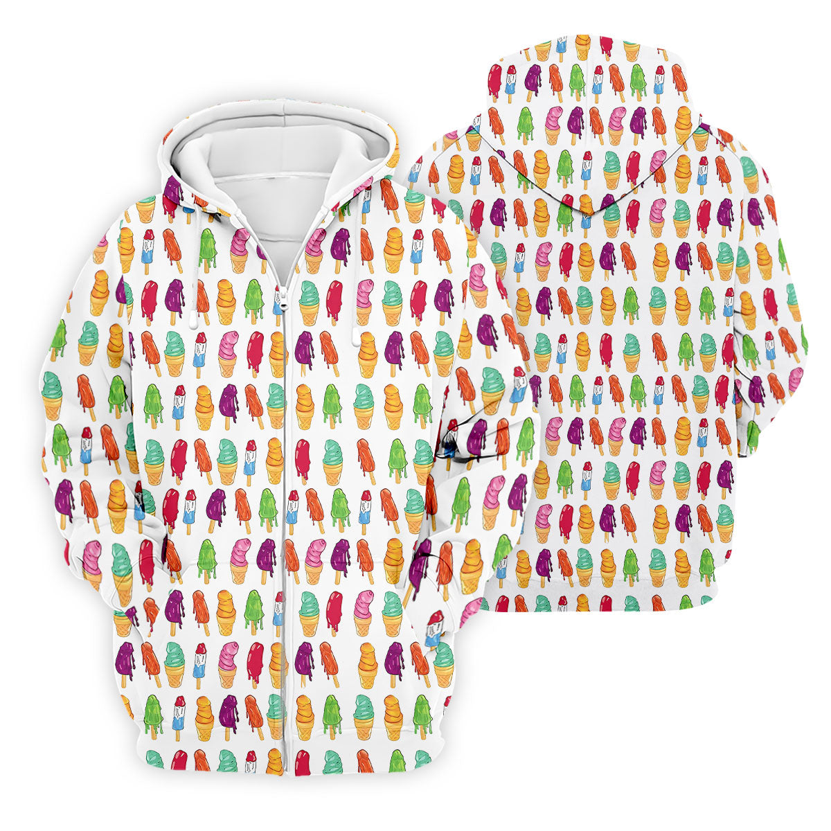 Colorful Ice Cream Pattern Golf Polo Shirt, Men's Golf Shirt, Golf Apparel For Men