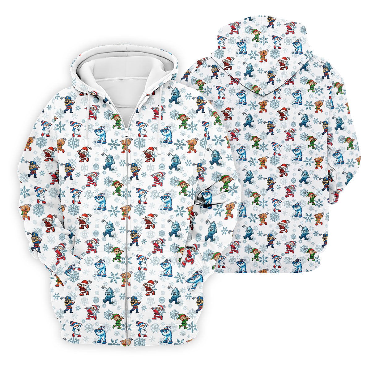 Christmas Characters Golf Pose Men's Funny Golf Shirts, Christmas Golf Shirt, Polo Shirts For Men