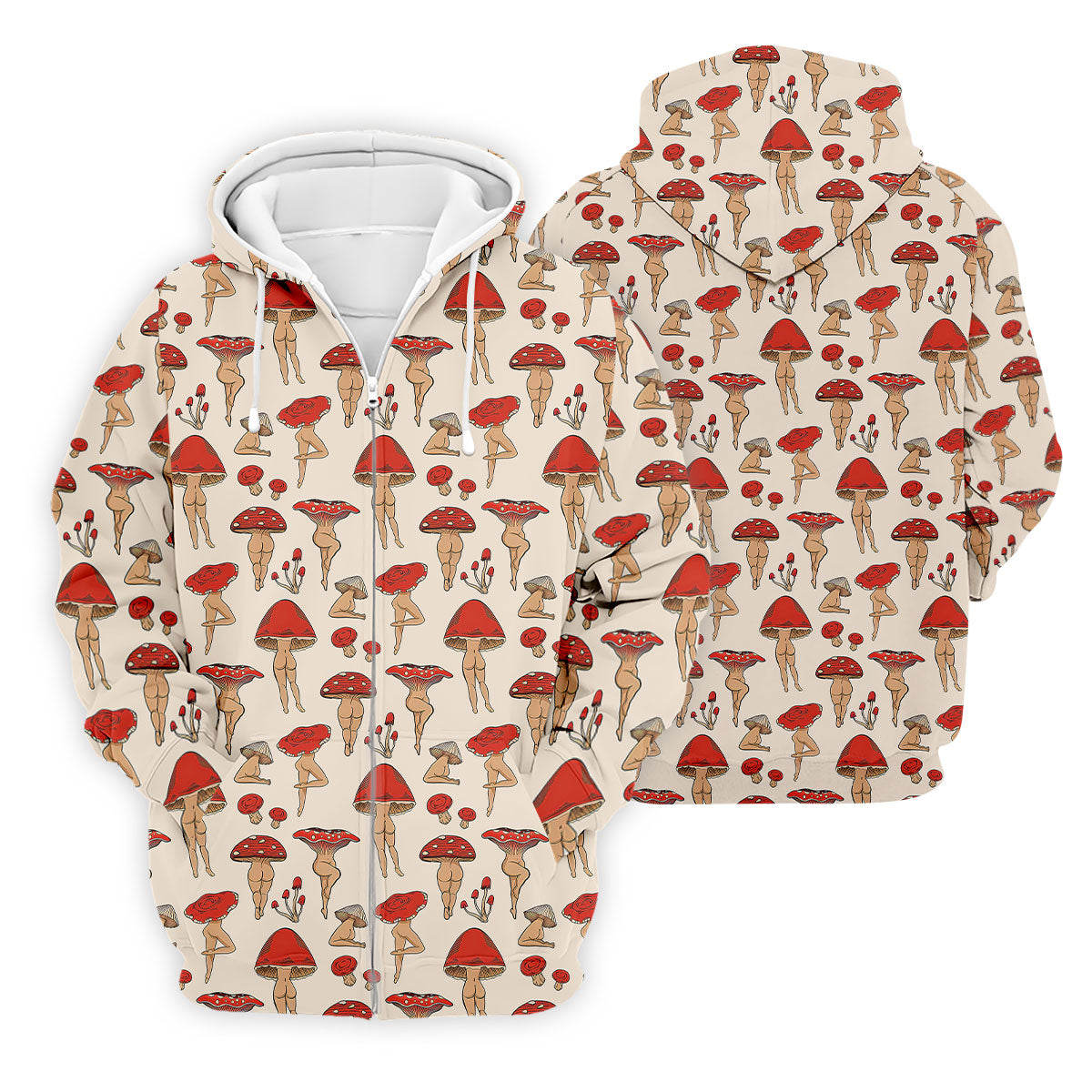 Vintage Mushroom Pin Up Pattern Hawaiian Golf Shirt, Mens Golf Shirts, Golf Apparel For Men