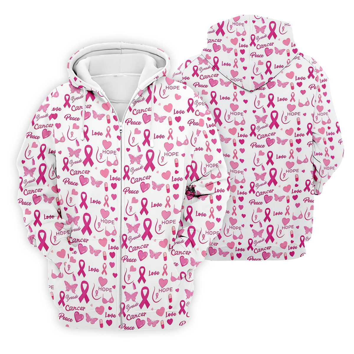Love Hope Peace Butterfly Breast Cancer Polo Shirt, Mens Golf Polo, Printed Golf Shirts