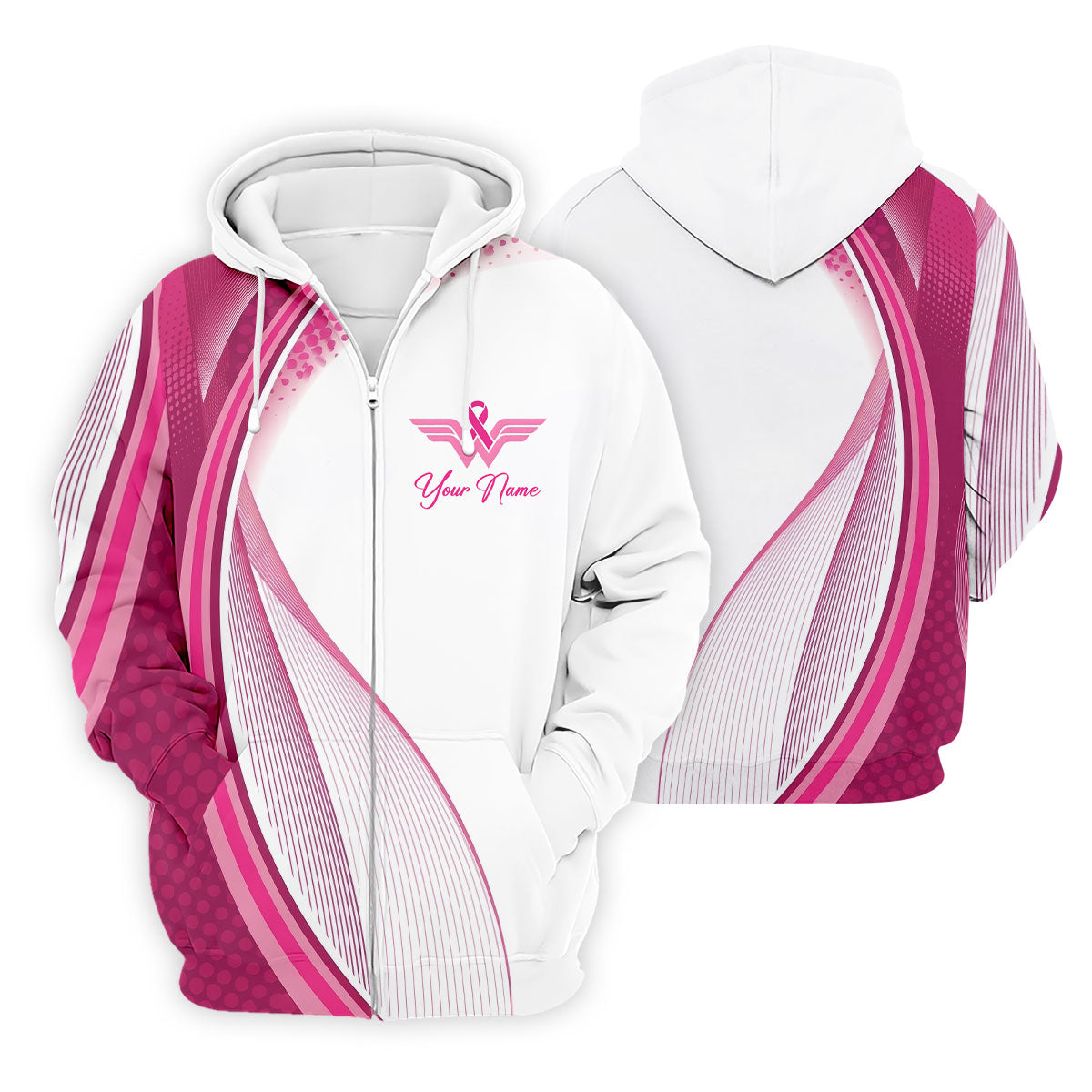 Custom Pink Ribbon Breast Cancer Golf Polo Shirt, Men's Golf Shirt, Printed Golf Shirts