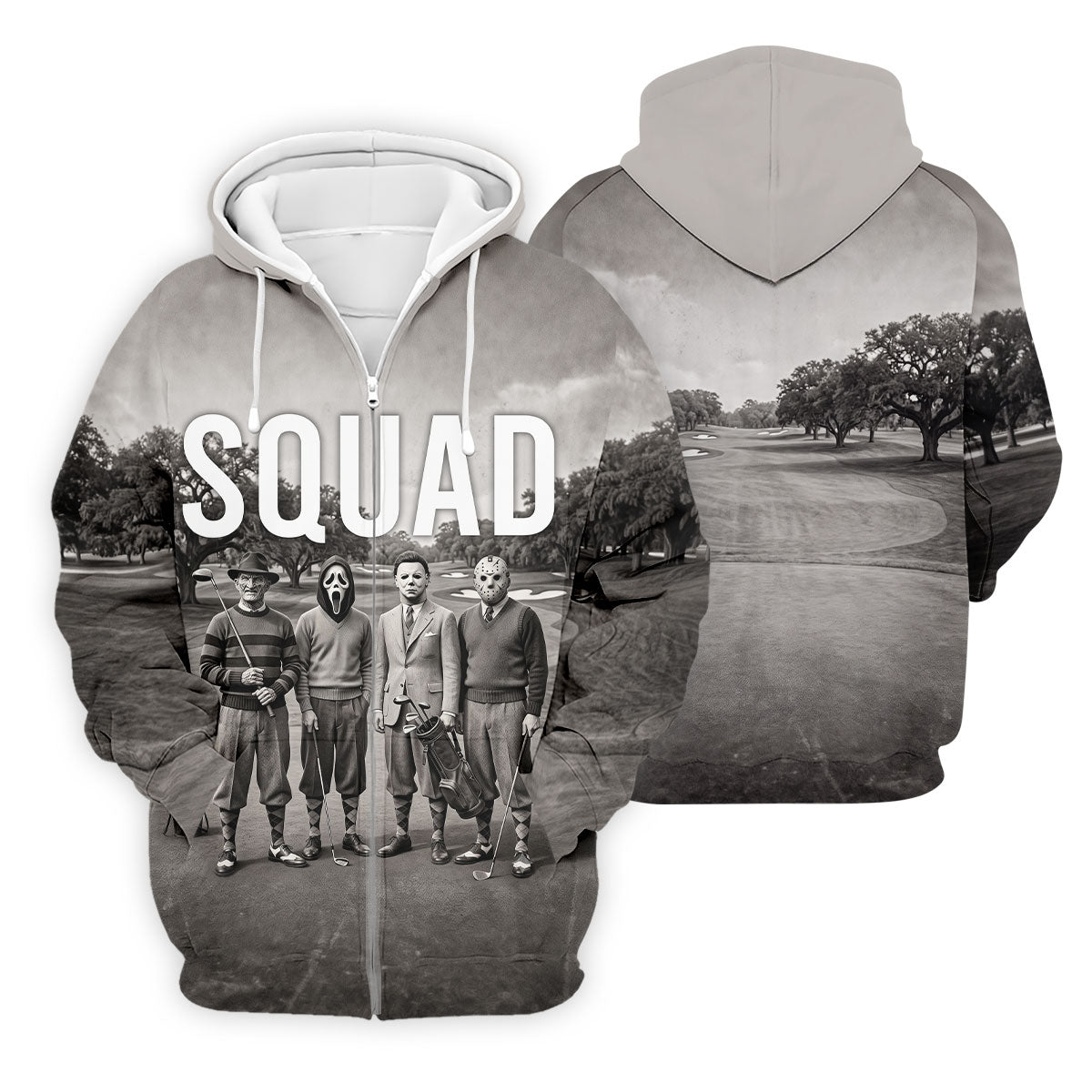 Horror Golfer Squad Halloween Golf Polo Shirt, Golf Shirts For Men, Printed Golf Shirts