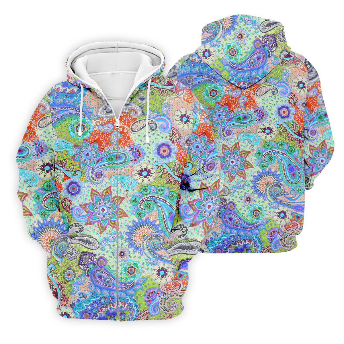 Colorful Boho Paisley Floral Pattern Golf Polo, Hawaiian Golf Shirt, Golf Apparel For Men