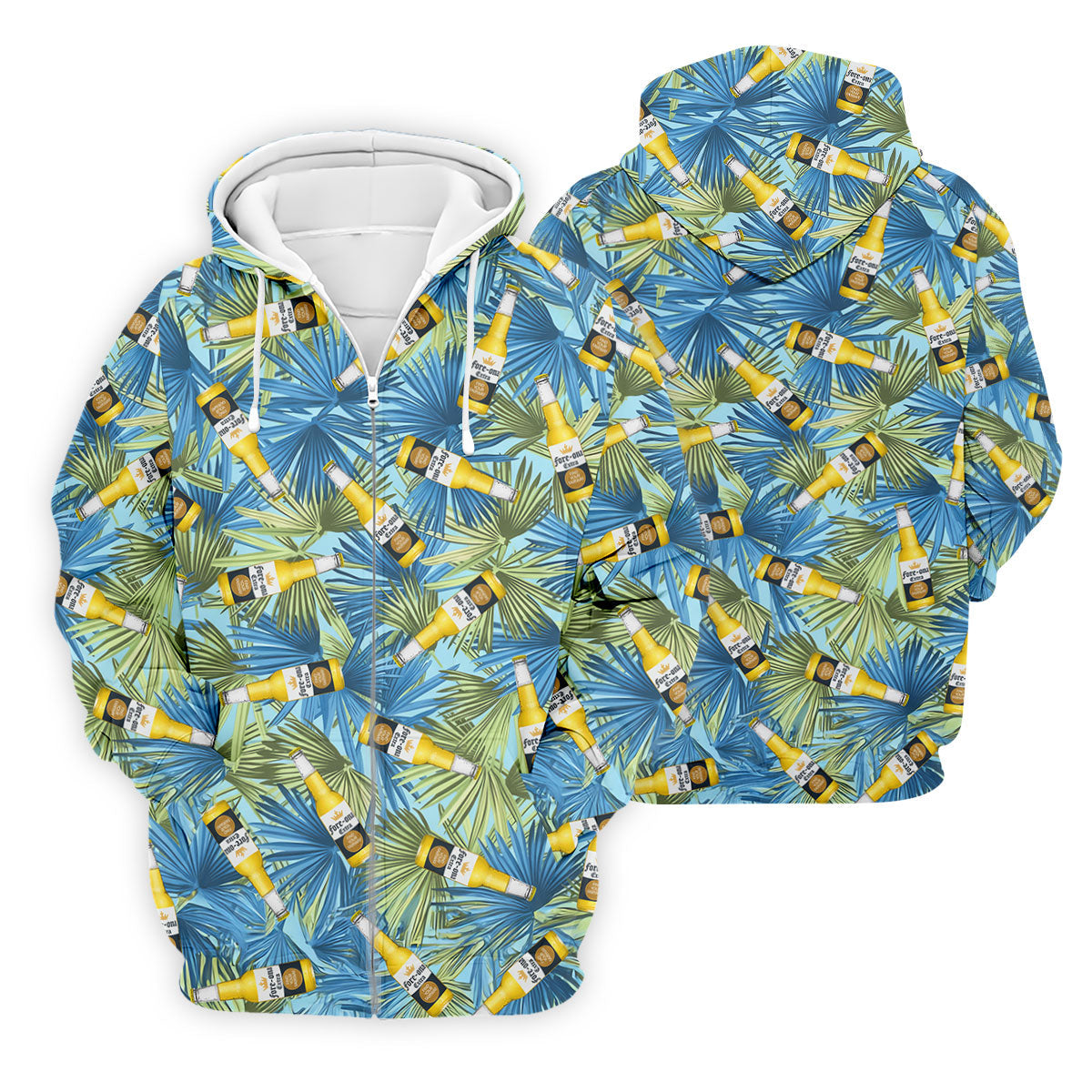 Funny Tropical Beer Bottle Pattern Golf Polo Shirt, Printed Golf Shirts, Mens Golf Apparel