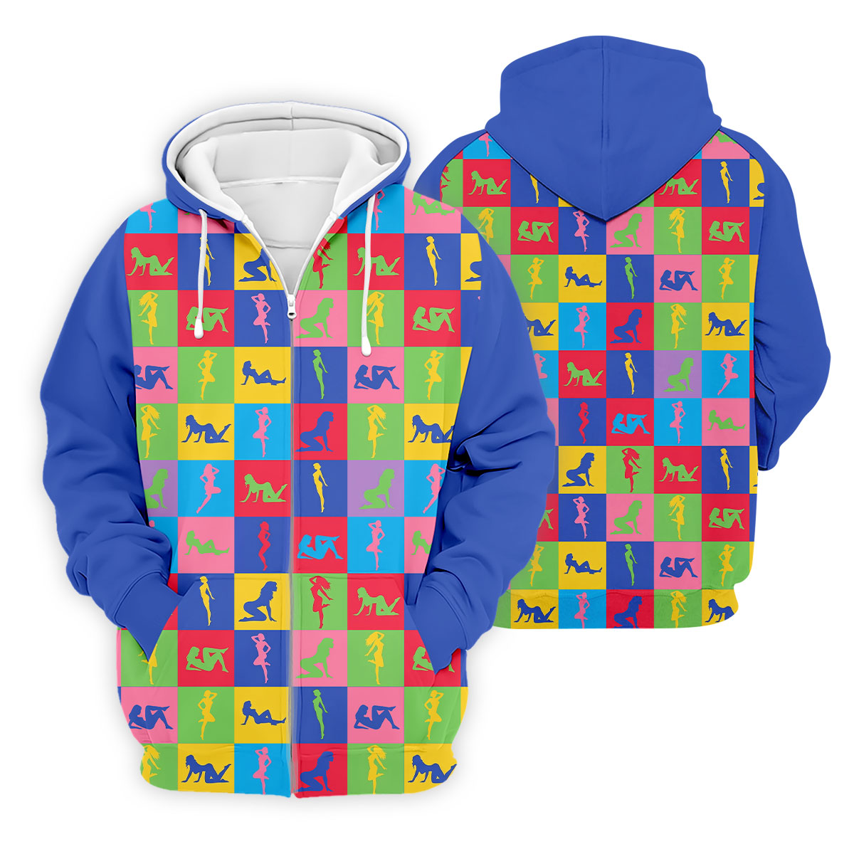 Colorful Pin Up Silhouette Pop Art Golf Polo Shirt, Men's Golf Shirt, Golf Shirts For Men