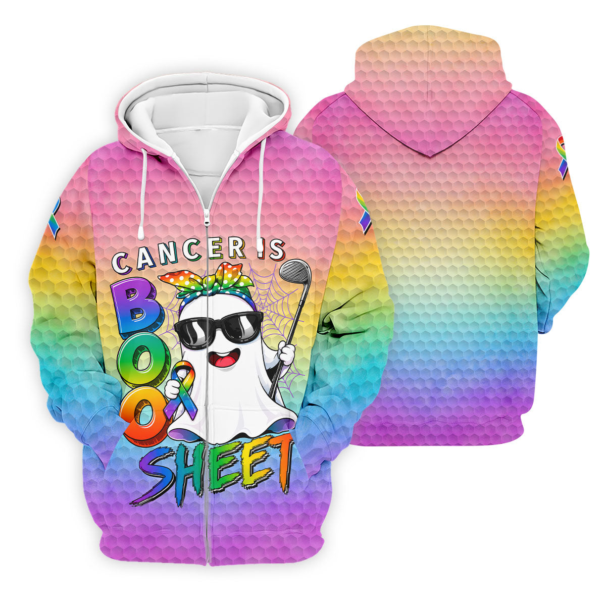 Cancer Is Boo Sheet Ghost Golf Polo Shirt, Golf Shirts For Men, Mens Golf Shirts
