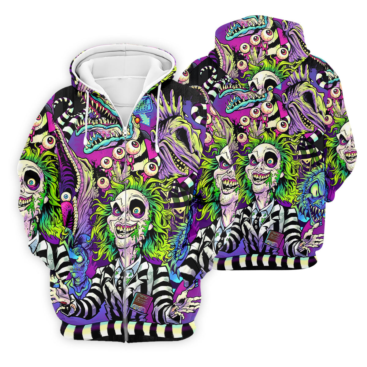 Neon Horror Character Monster Collage Golf Polo Shirt, Mens Polo Shirts, Golf Apparel For Men