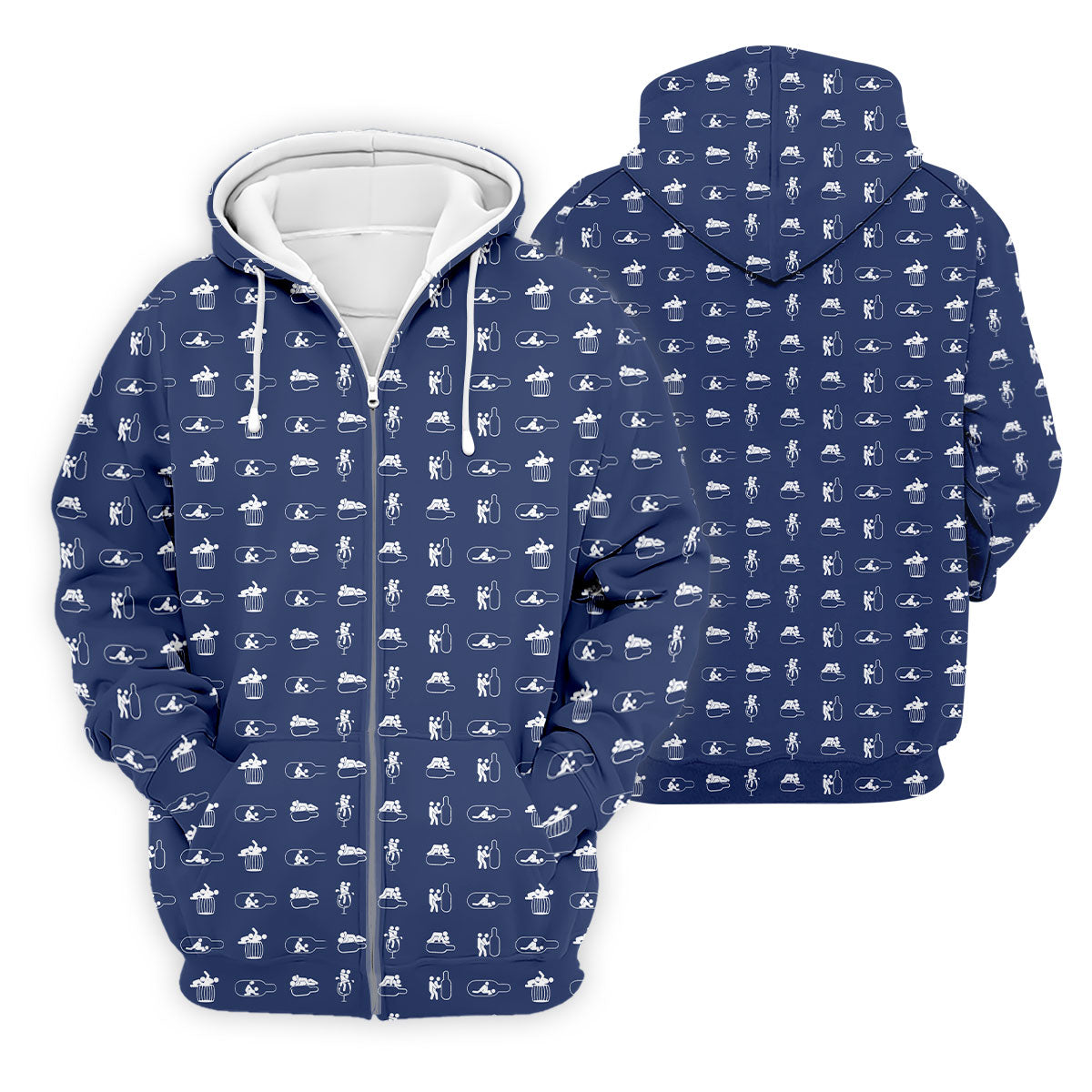 Navy Funny Adult Drinking Pattern Golf Polo Shirt, Men's Golf Shirt, Mens Golf Shirts