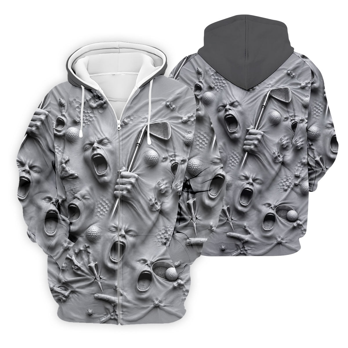 Screaming Face Halloween Golf Polo Shirt, Halloween Shirt For Men, Golf Shirts For Men