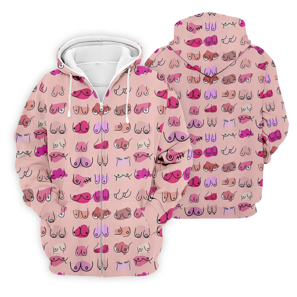 Pink Funny Boob Pattern Golf Polo Shirt, Men's Golf Shirts, Printed Golf Shirts