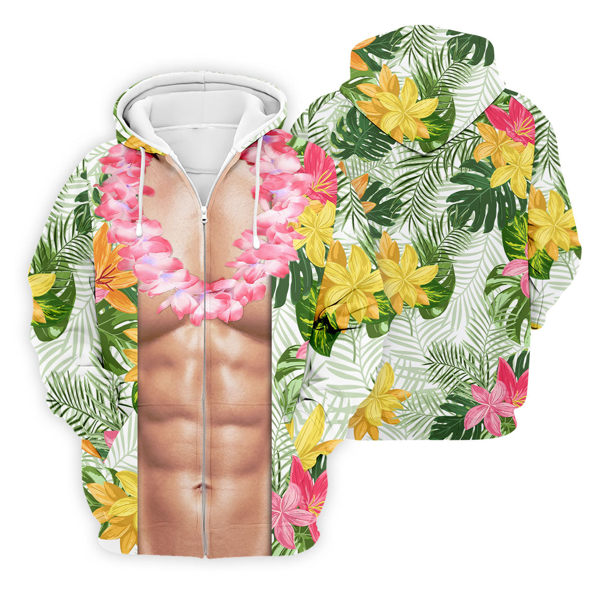 Light Skin Tropical Muscle Chest Hawaiian Golf Polo Shirt, Hawaiian Golf Shirt, Men's Golf Shirt