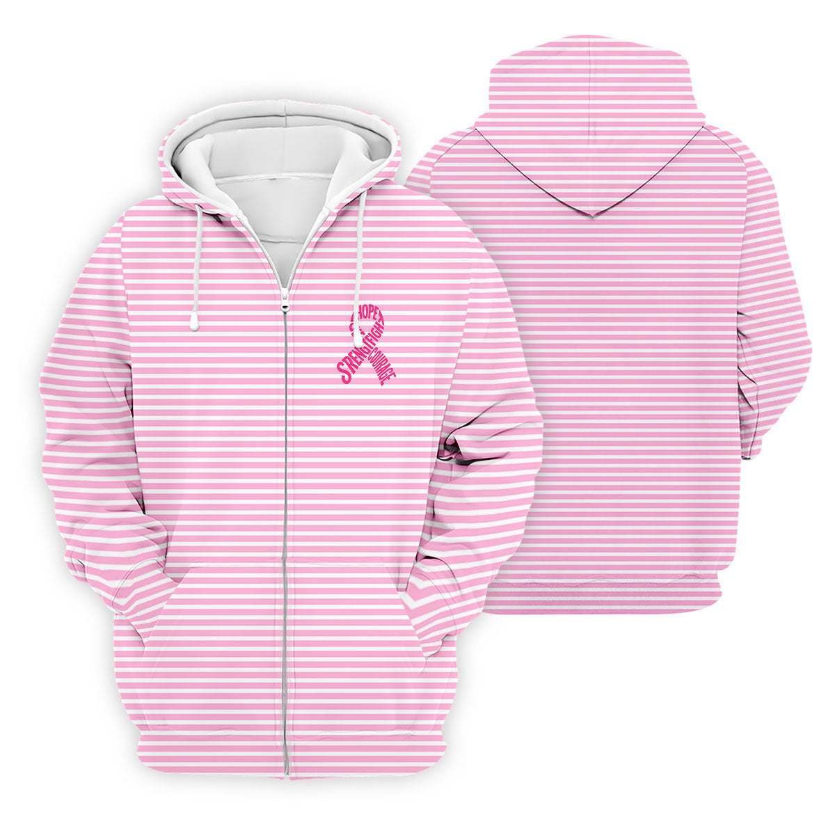 Hope Love Strength Courage Breast Cancer Polo Shirt, Mens Golf Polo, Golf Apparel For Men