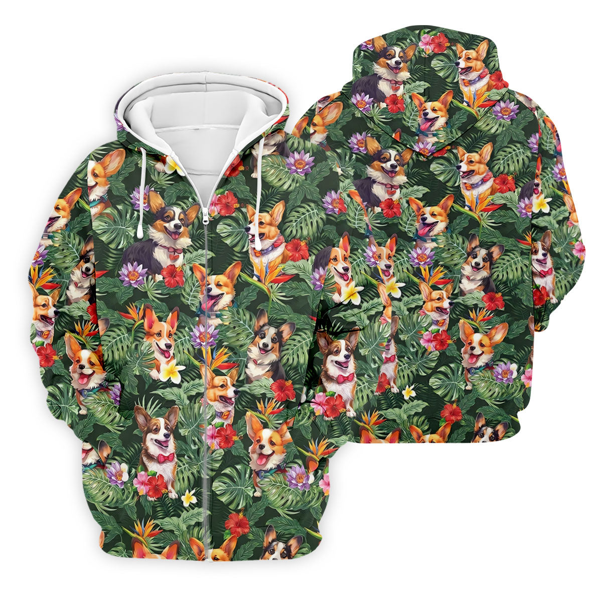 Tropical Corgi Dog Hawaiian Golf Polo Shirt, Hawaiian Golf Shirt, Golf Shirts For Men