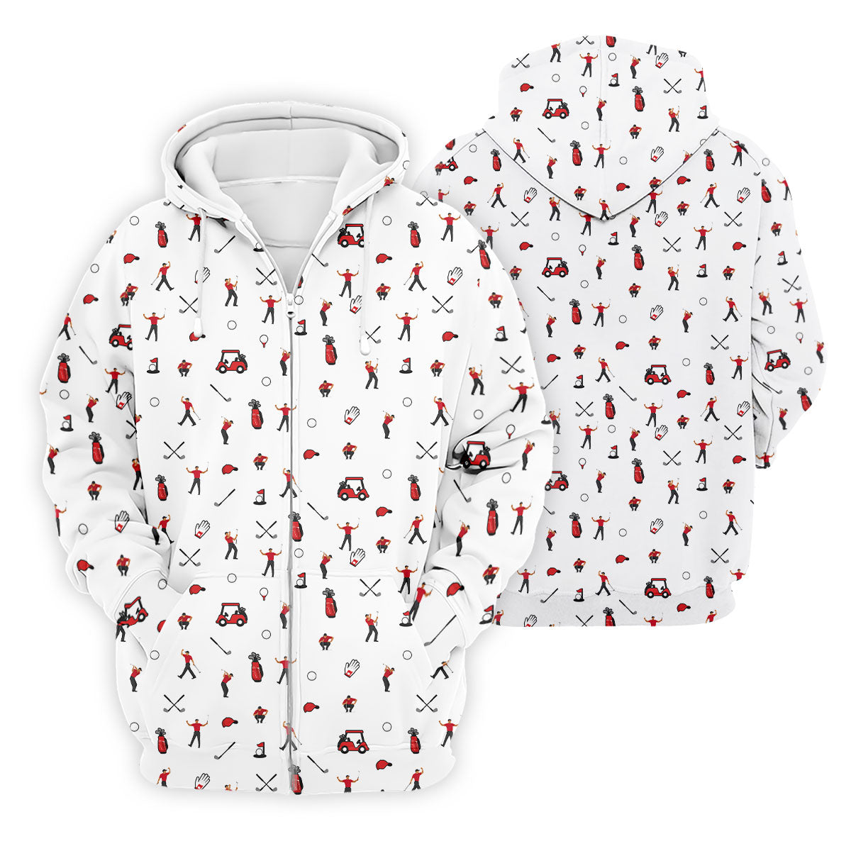 Golf Player Pattern Polo Shirt, Golf Polo Shirts For Men, Printed Golf Shirts