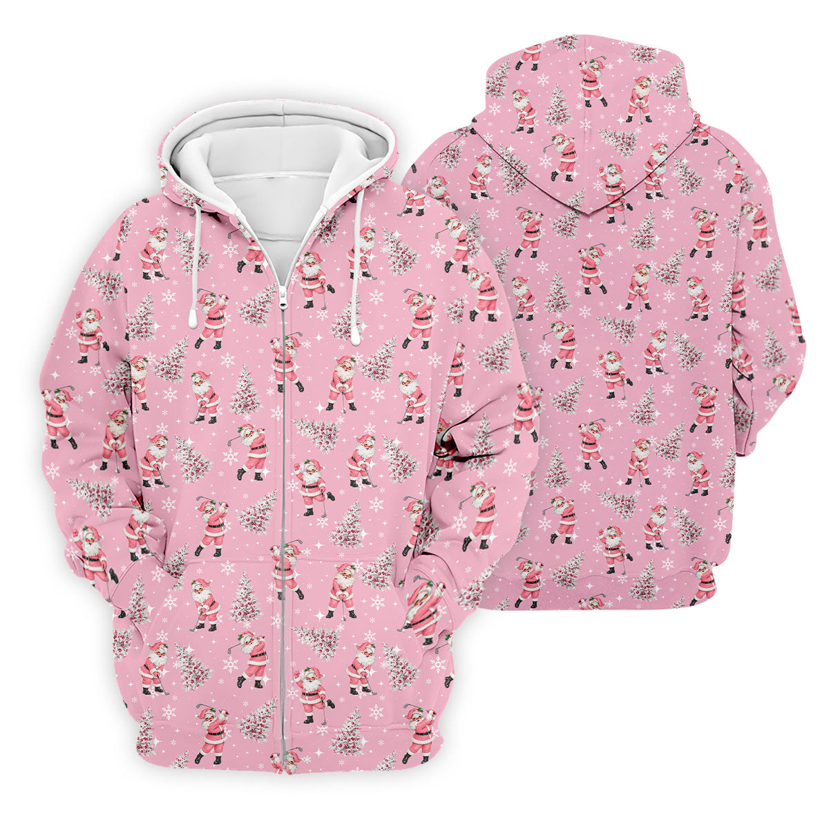 Funny Pink Santa Golfer Christmas Golf Shirt, Mens Golf Shirts, Polo Shirts For Men