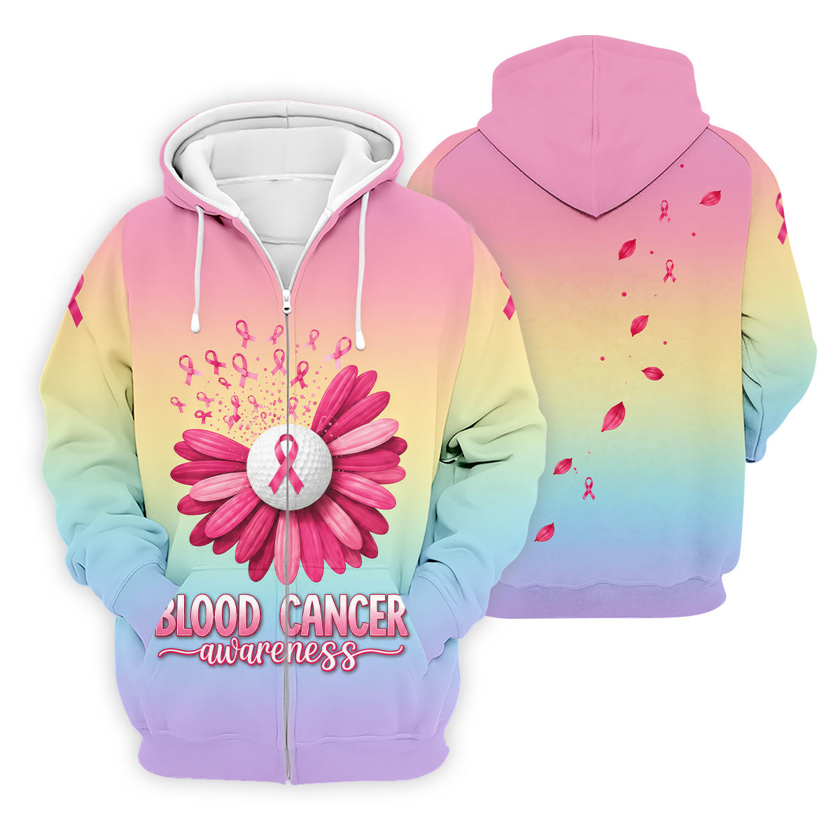 Blood Cancer Awareness Flower Golf Polo Shirt, Mens Golf Shirts, Golf Apparel For Men