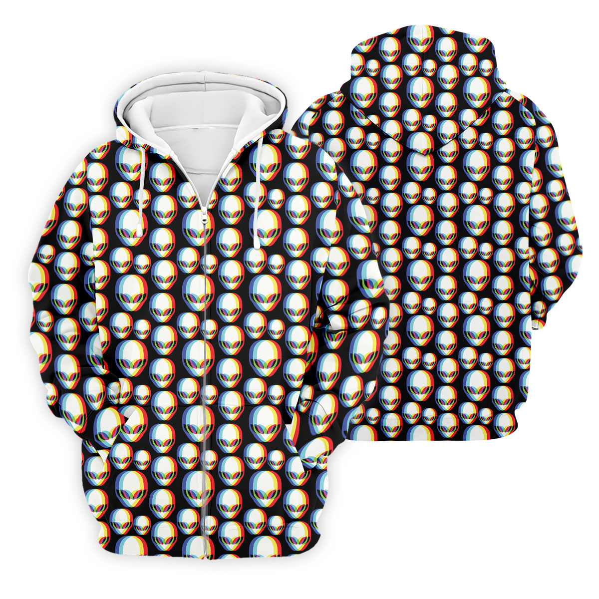 Retro Alien Golf Shirt, Black UFO Pattern Men's Golf Polo, Polo Shirts For Men