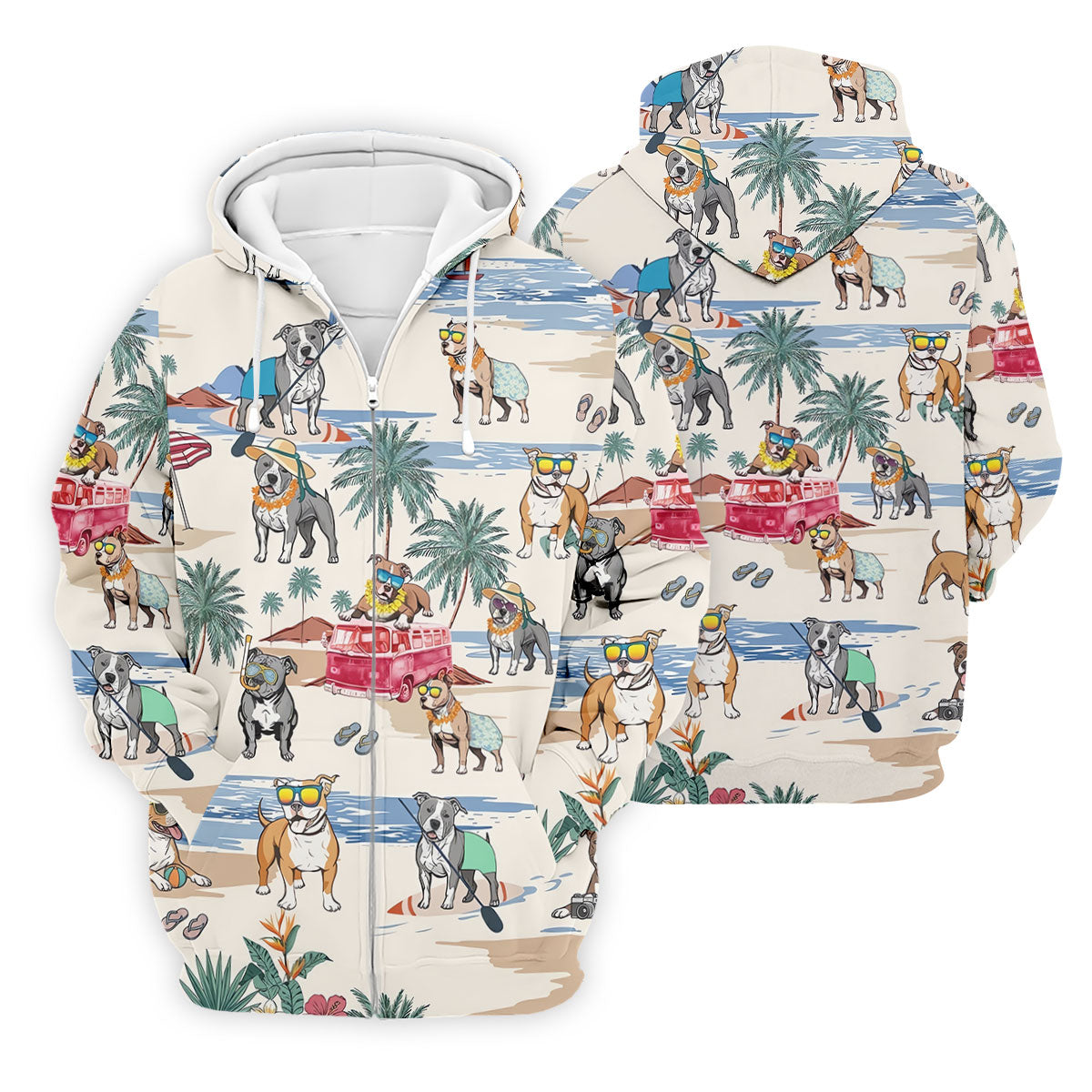 Pit Bull Beach Vacation Tropical Golf Polo Shirt, Hawaiian Golf Shirt, Golf Shirts For Men