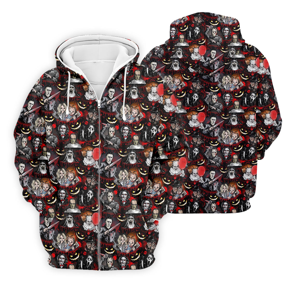 Horror Character Halloween Pattern Golf Polo Shirt, Mens Golf Shirts, Hawaiian Golf Shirt