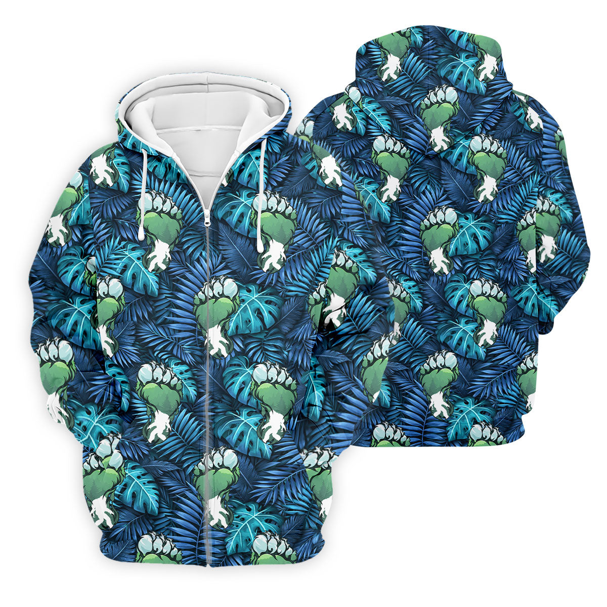 Funny Zombie Hulk Hand Tropical Golf Polo Shirt, Hawaiian Golf Shirt, Golf Shirts For Men