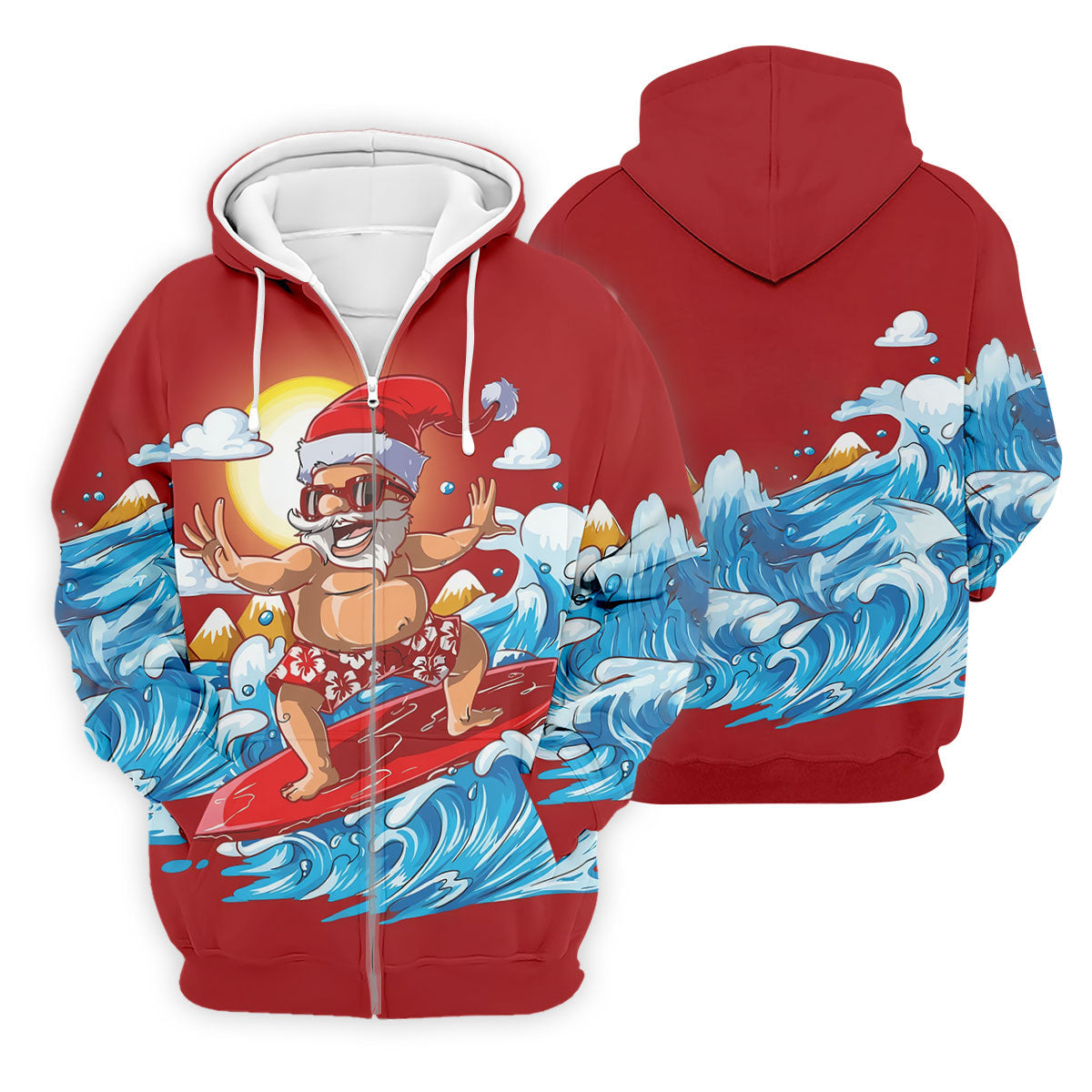 Men's Funny Santa Surfing Men's Golf Polo, Christmas Golf Shirt, Golf Apparel For Men