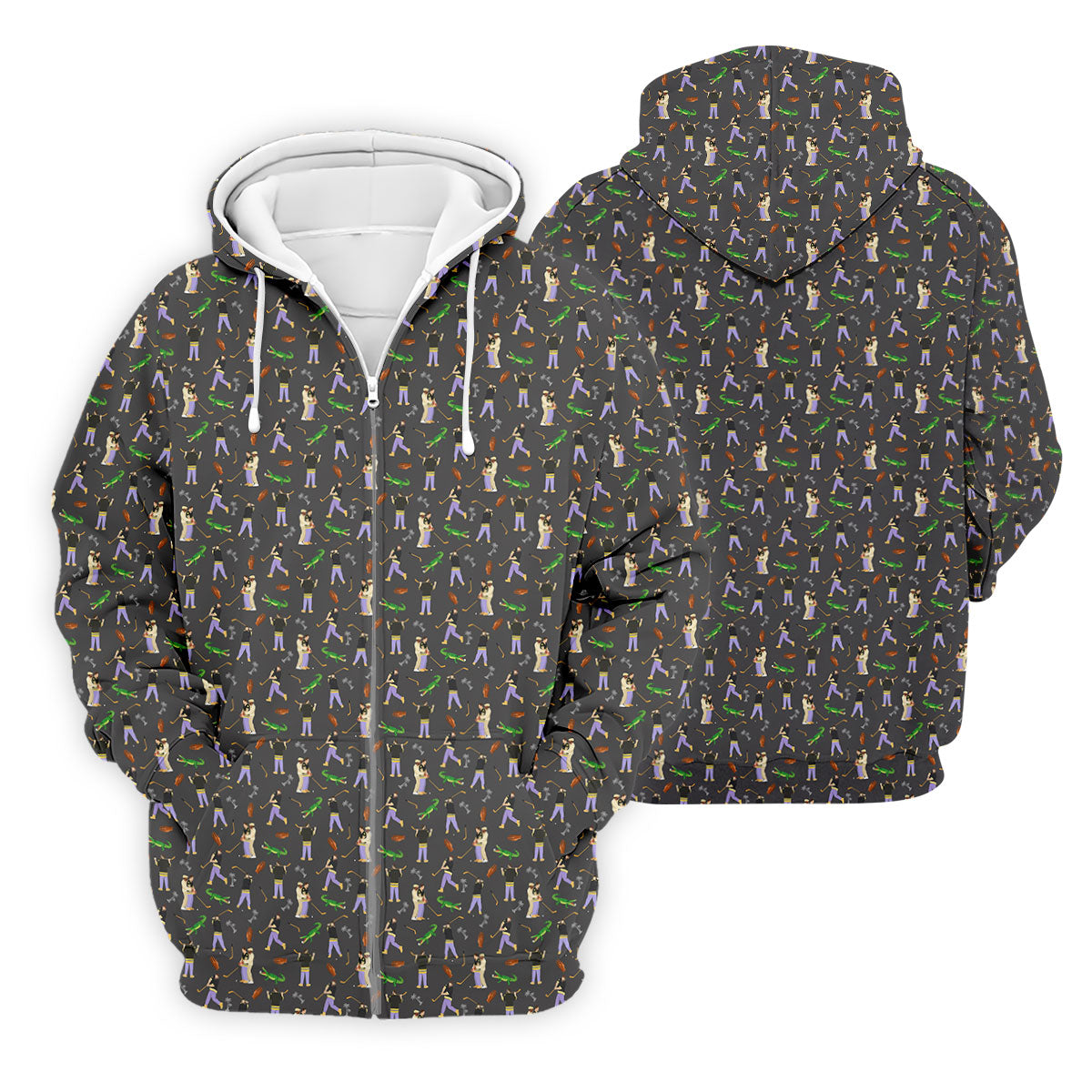 Funny Golf Lesson Alligator Pattern Polo Shirt, Golf Shirts For Men, Mens Golf Apparel