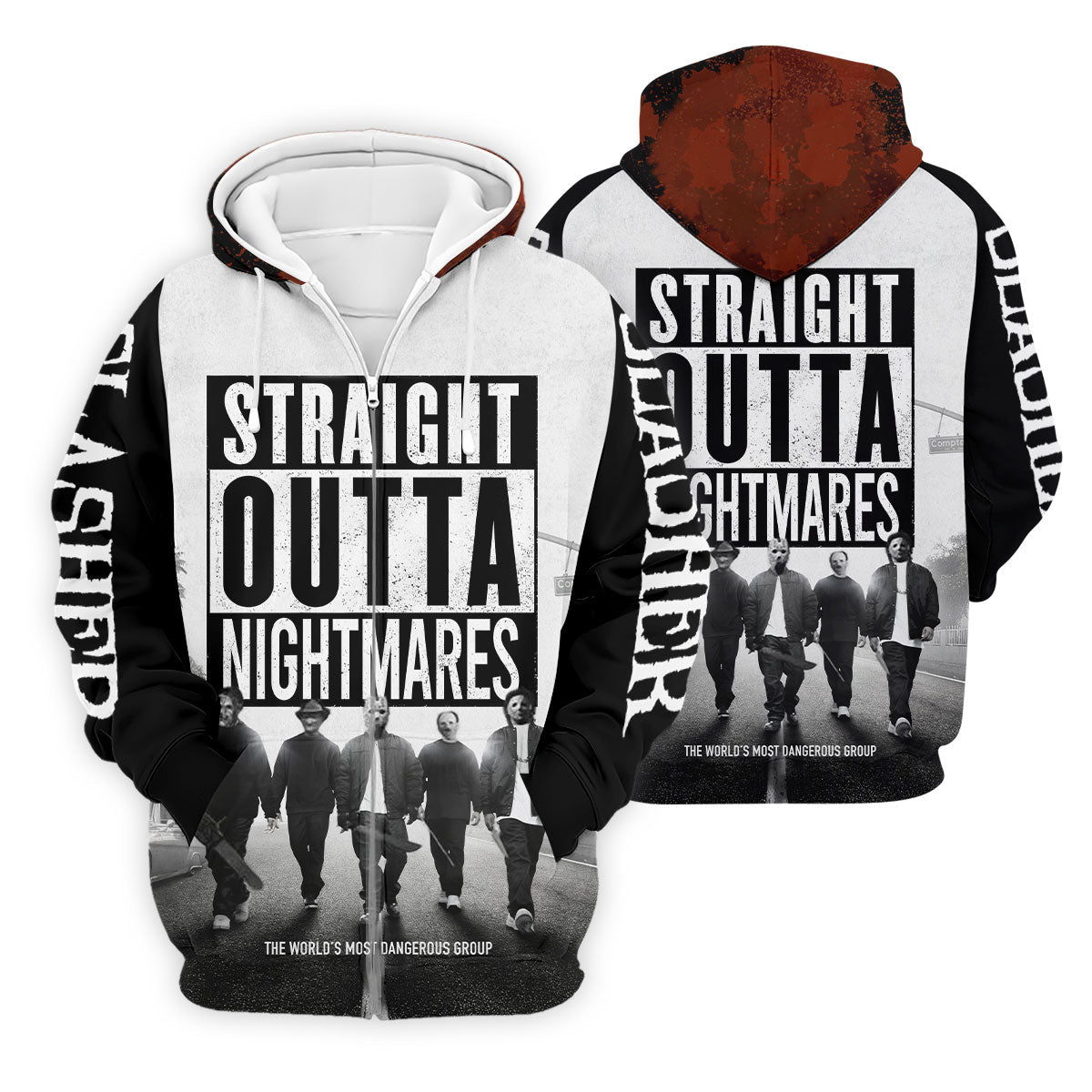 Straight Outta Nightmares Horror Character Golf Polo Shirt, Mens Golf Shirts, Hawaiian Golf Shirt
